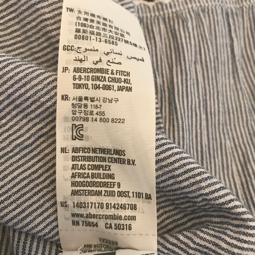 Abercrombie & Fitch Blue/White Striped Top XS - Picture 5 of 5